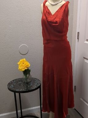 Red Cowl Neck Maxi Dress - Unbranded